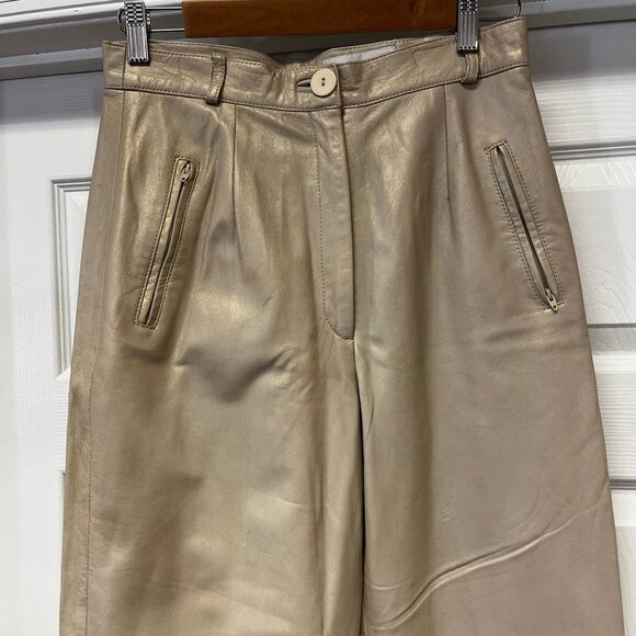 Vintage Pants - Vintage Vericci Champagne Leather Pants sz 4  or 26